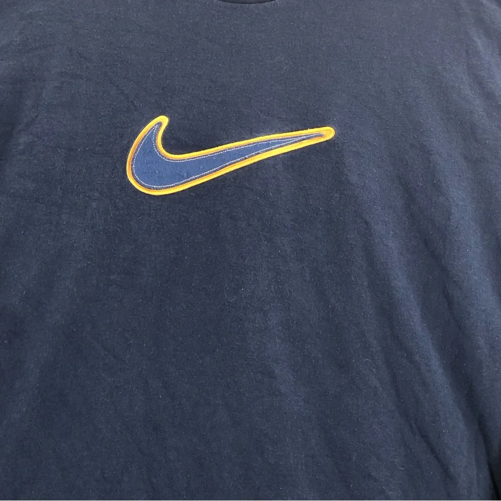Nike Shirt Mens Large Swoosh Checkmark Navy Blue Long Sleeve